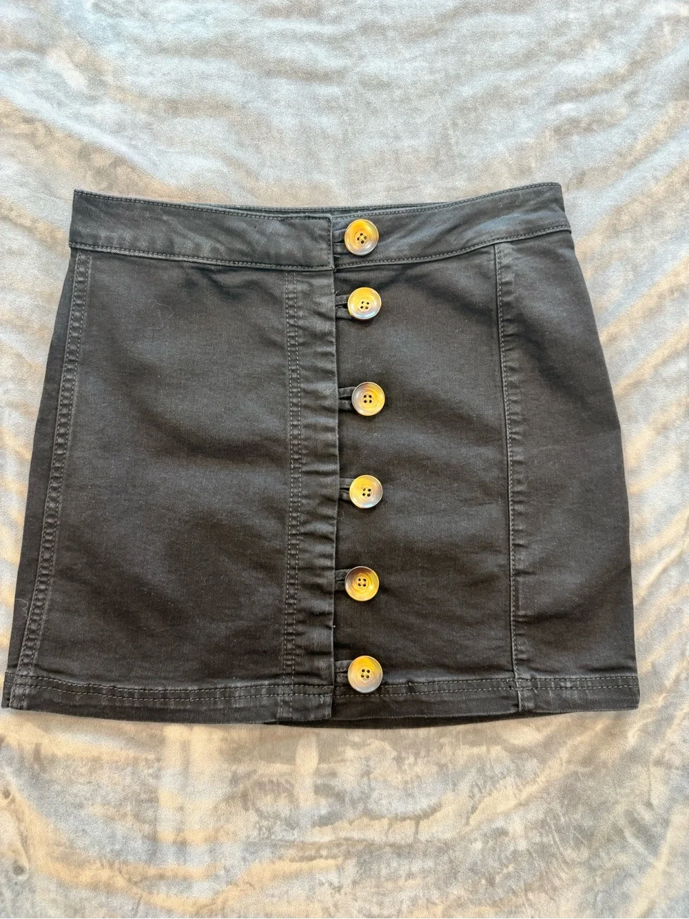 Free People Little Daisy Mini Skirt | Women's Small | Black Cotton Button Front